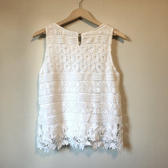 White Fantasy Crochet Lace Bilayer Tank Top - Picture 2 of 15